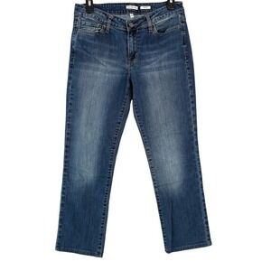 Calvin Klein Womens Straight Leg Denim Blue Jeans Size‎ 8 Whiskered Stretch